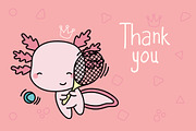 Cute Kawaii Axolotl Sportsman Set, an Animal Illustration by ArtVarStudio (Thumbnail 3 of 3)