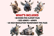 Funny Rhino Clipart PNG Bundle, a Graphic by M9 Design (Thumbnail 10 of 10)