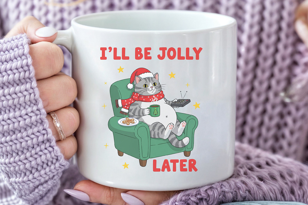 Funny Christmas Sarcastic Lazy Cat, an Illustration by Black Bird Studio (Photo 4 of 4)