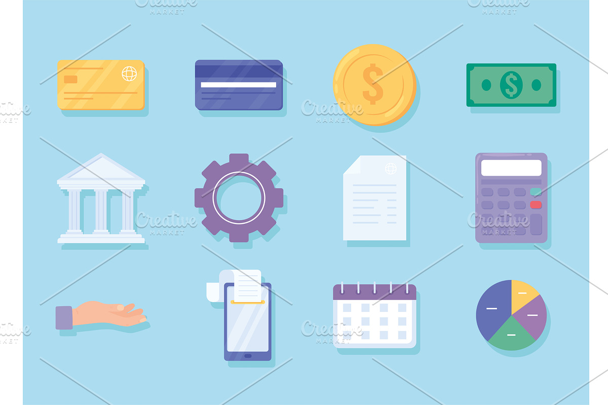 financial payment icons set, a Finance Illustration by studiogstock