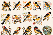 NORTH AMERICA FOLK ART BIRDS CLIPART, an Animal Illustration by Daring Digies (Thumbnail 5 of 10)