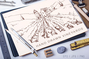 Hand drawn vineyards illustrations