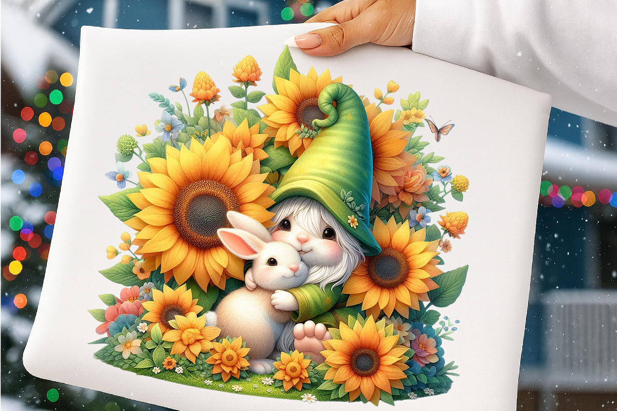 Watercolor Sunflower Gnomes Clipart, a Transportation Illustration by SinaCreation (Photo 5 of 9)