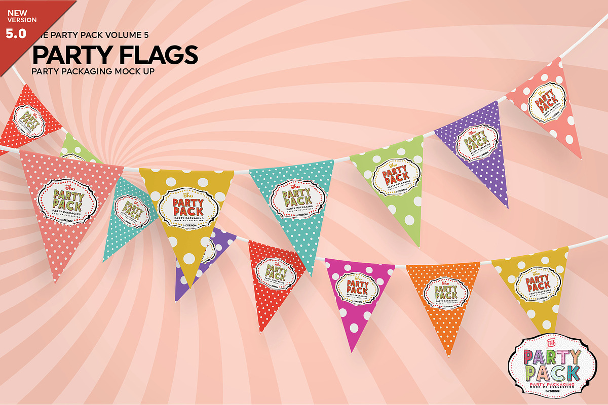 Party Flags / Bunting Mockup, a Product Mockup by INCDesign (Photo 1 of 7)