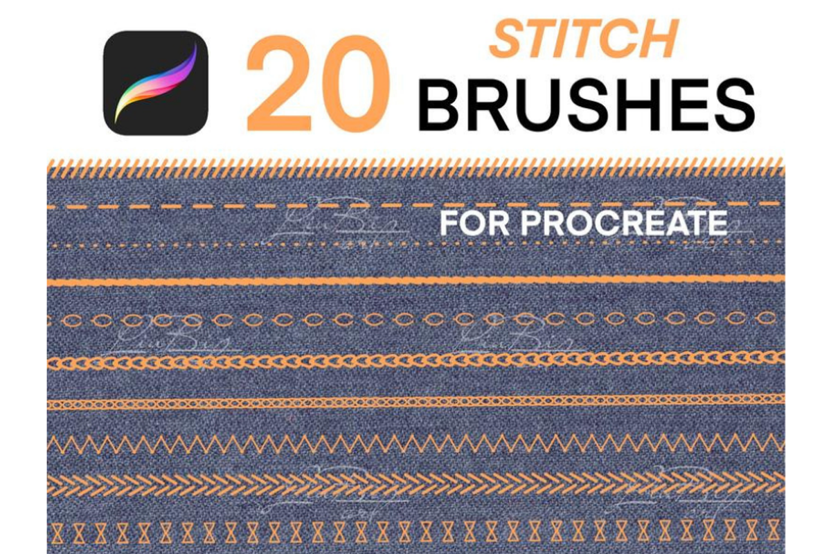20 Procreate Stitches Brushes Set, a Brush Add-On by LiuBi Art (Photo 2 of 2)