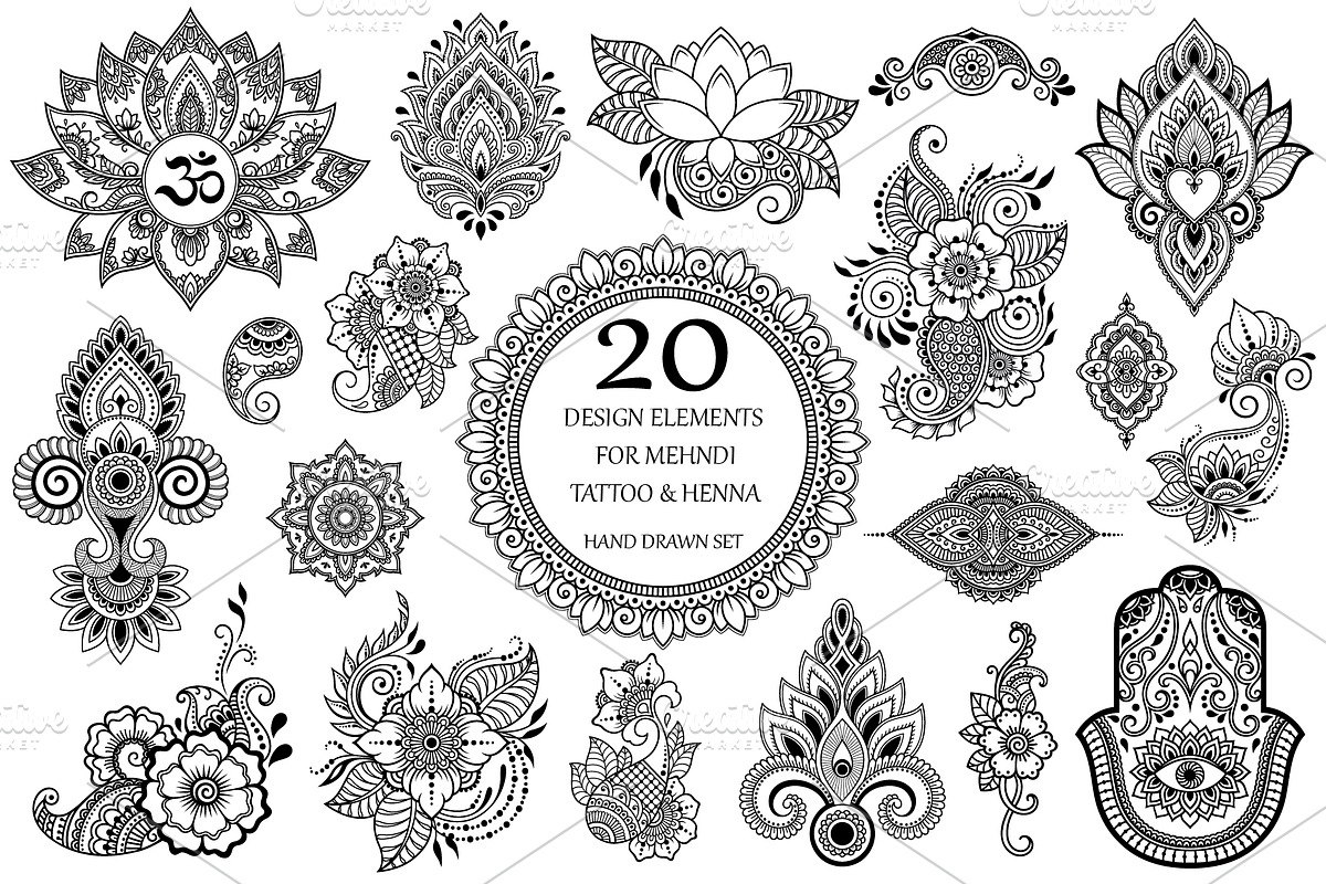 Set floral elements, a Decorative Illustration by Katika Shop (Photo 2 of 6)