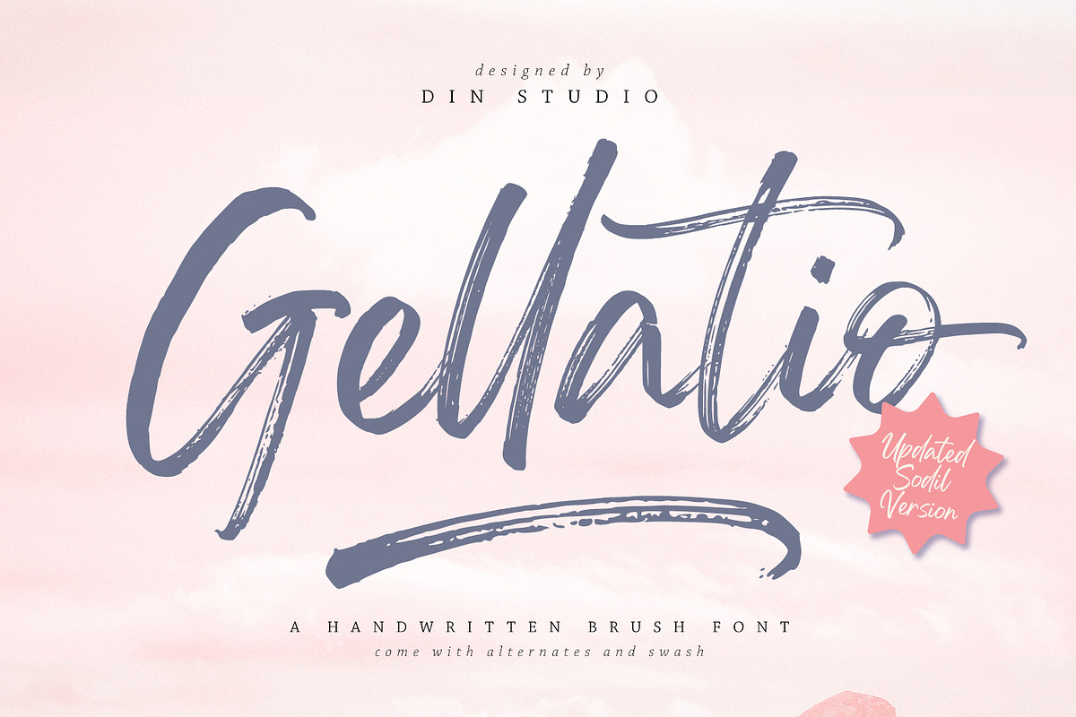 Gellatio - Chic Brush Font, a Script Font by din-studio.com (Photo 1 of 16)