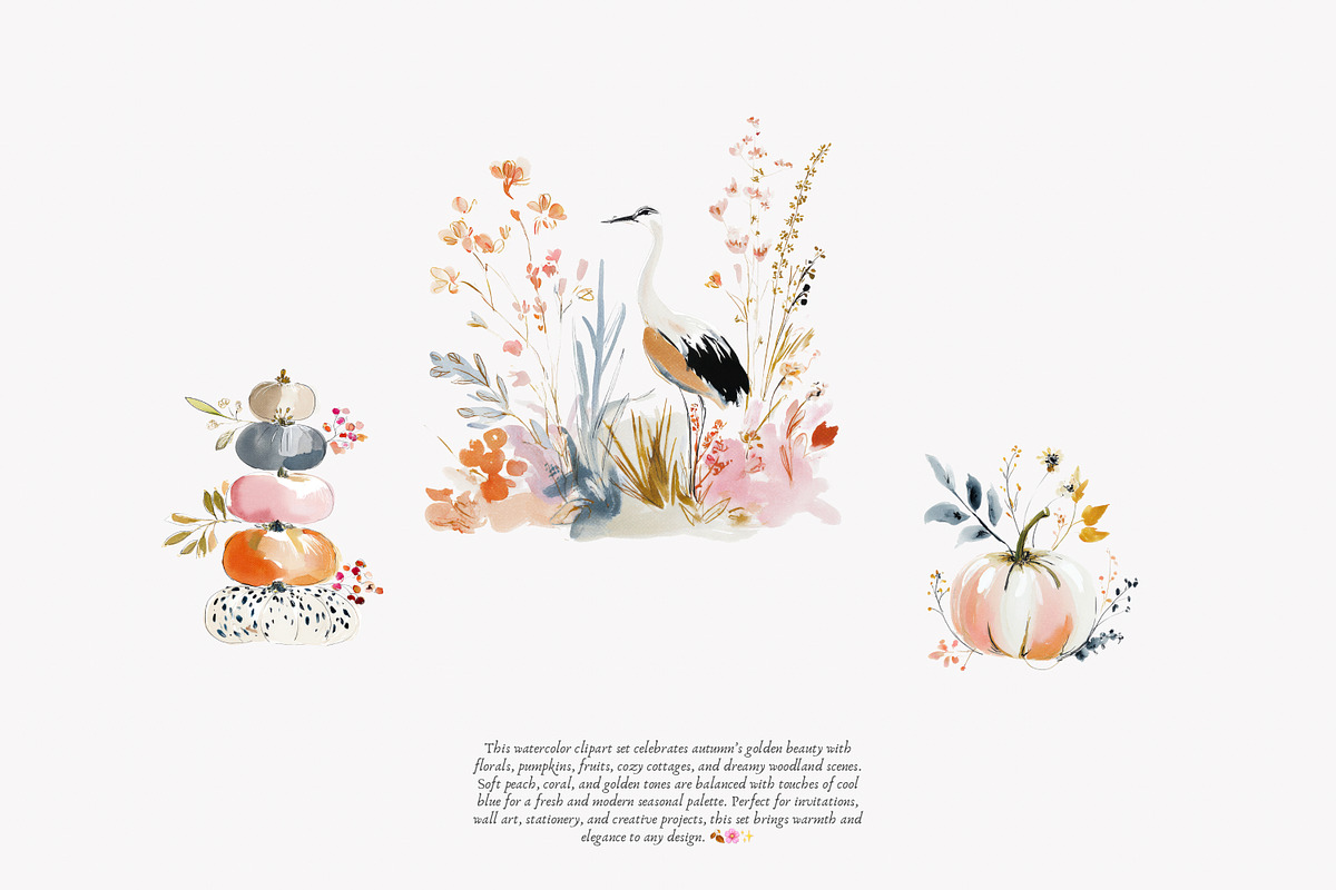 watercolor autumn clipart collection, a Decorative Illustration by Patishop Art (Photo 6 of 8)