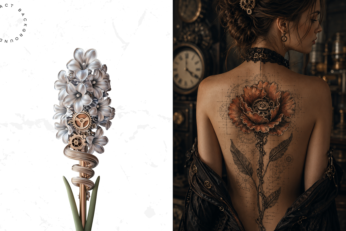 Mechanical Flowers Steampunk Clipart, an Object Graphic by Lumeno (Photo 2 of 8)