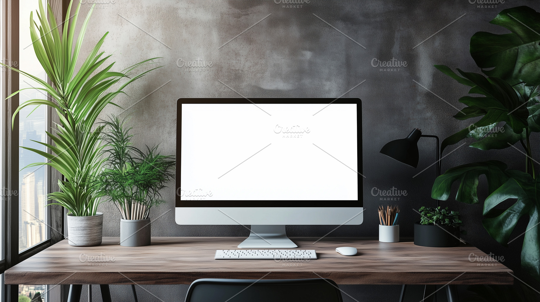 Workspace with blank screen mockup, a Technology Photo by MistyDay