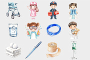 Watercolor Nurse and Doctor Clipart, a Seasonal Illustration by Design Market (Thumbnail 5 of 5)