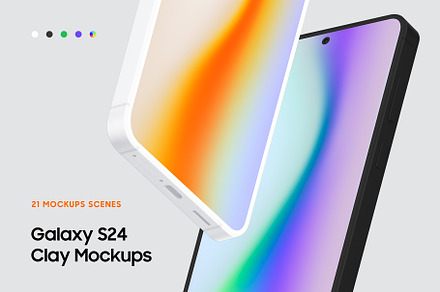 Galaxy S24 - 21 Clay Mockups Scenes