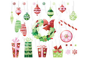 Watercolor Christmas Ornament Set