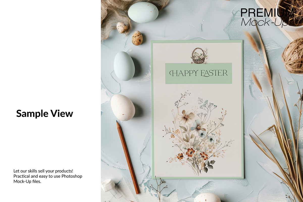 Easter Greetings Cards PNG & PSD, a Household Mockup by mock-ups (Photo 7 of 10)