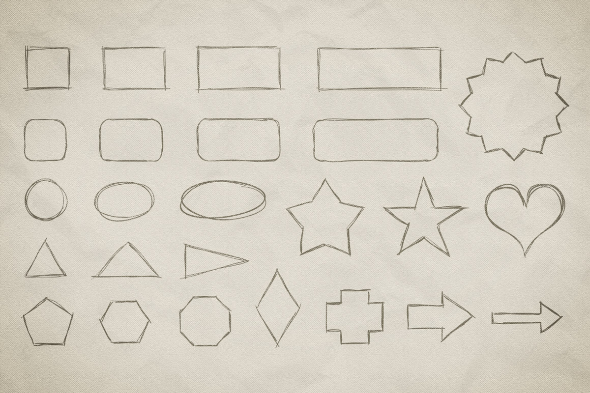 Sketched Basic Shapes Vector Pack 1 preview 3
