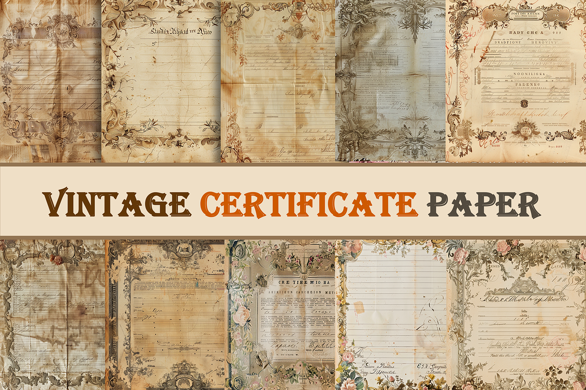 Vintage Certificate Paper, a Background Graphic by Printable Treasure (Photo 1 of 3)