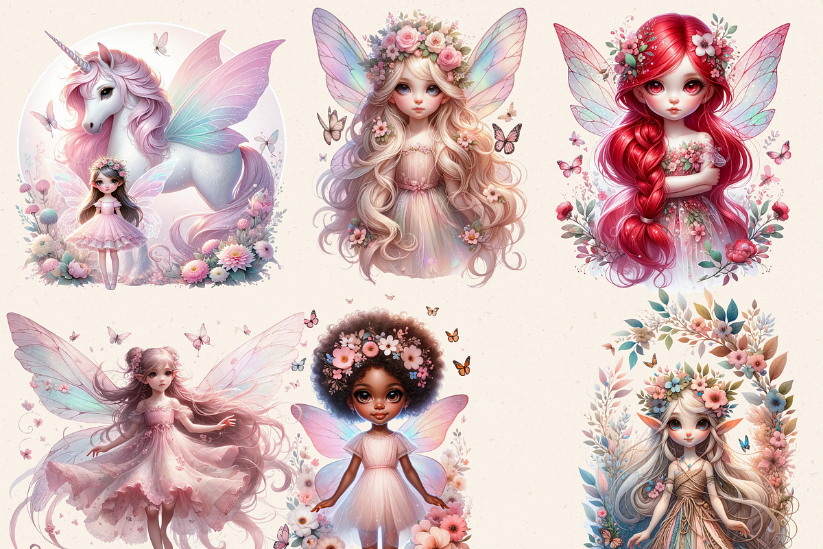 PINK FAIRY ENCHANTED FOREST CLIPART, a Person Illustration by Daring Digies (Photo 2 of 9)