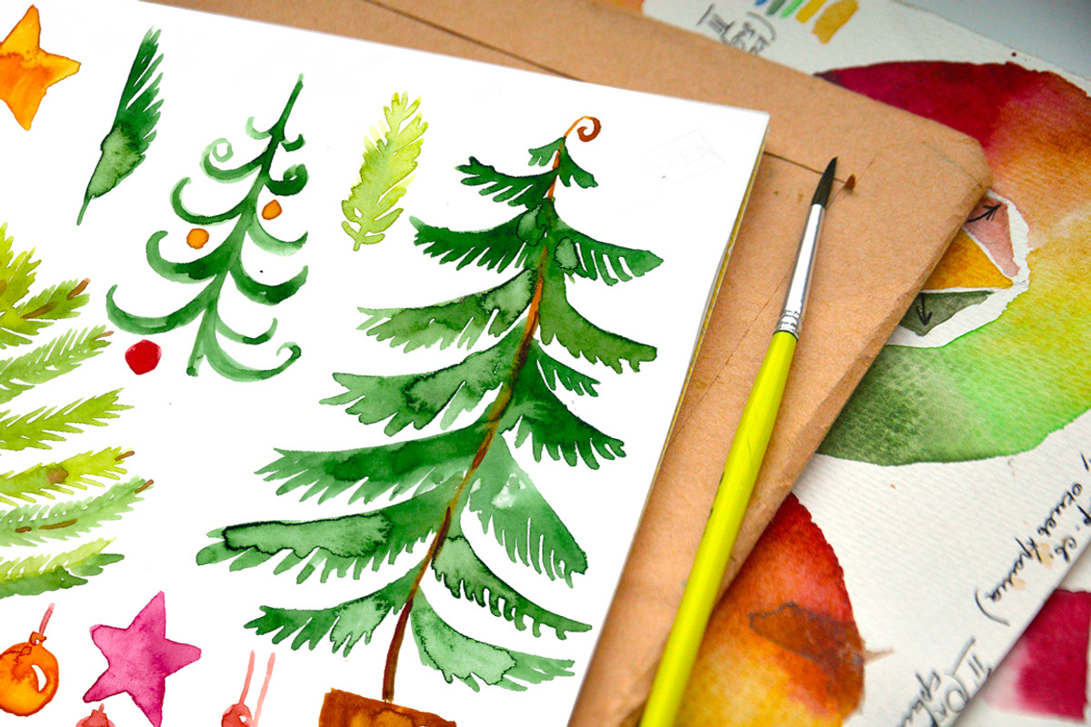 Christmas trees and decorations, a Decorative Illustration by Olesya Morokhovets (Photo 4 of 4)