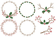 Christmas Holly Vectors & Papers, an Illustration by Amanda Ilkov (Thumbnail 3 of 5)