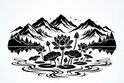 60 Lotus Mountain Harmony Silhouette, an Empty State Illustration by Amazin_art (Thumbnail 31 of 31)