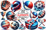 Patriotic Sports Elements Clipart, an Illustration by RobertsArt (Thumbnail 1 of 7)