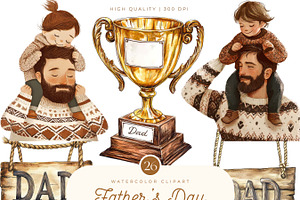 Watercolor Fathers Day Clipart, a Person Illustration by SparkyDesignsUS