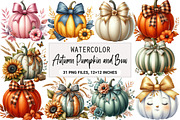 Autumn Pumpkin and Bow Clipart, an Illustration by DreamArtGraphic (Thumbnail 1 of 7)