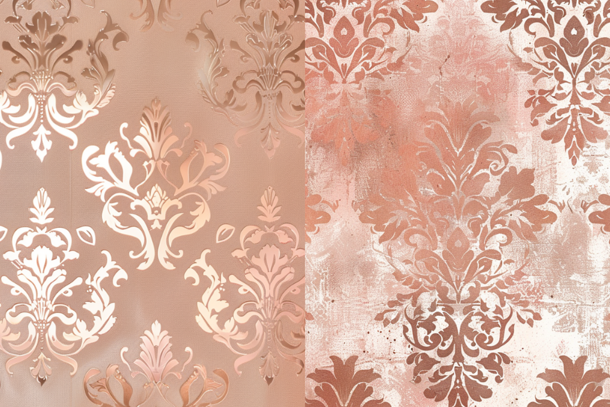 Rose Gold Damask Seamless Patterns, a Pattern Graphic by PrintablesByFranklyn (Photo 2 of 6)