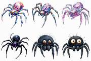 Watercolor Halloween Spider Clipart, an Illustration by Craft Nest (Thumbnail 4 of 6)