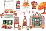 Cozy Fall Watercolor clipart, an Illustration by s.yanyeva (Thumbnail 1 of 5)