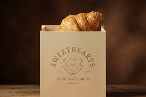 Kraft Bakery Box Mockup PSD