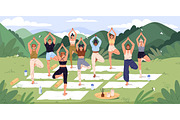 Group yoga class in nature banner, a Sport Illustration by PaperTrident (Thumbnail 1 of 3)