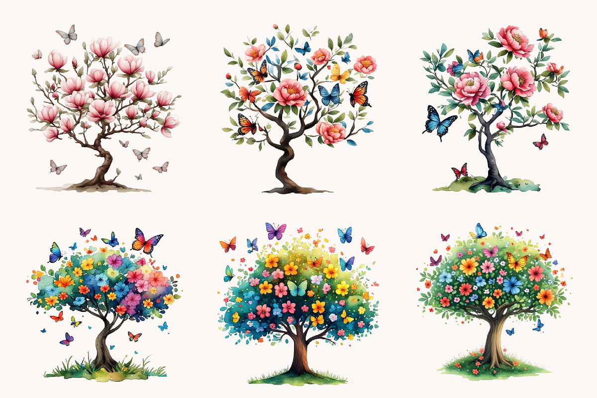 Watercolor Dreaming Tree Clipart, a Seasonal Illustration by Designworld (Photo 5 of 11)