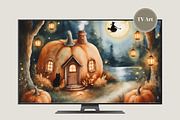 Halloween Pumpkin House with Witch, a Background Graphic by Floraphoria (Thumbnail 4 of 10)