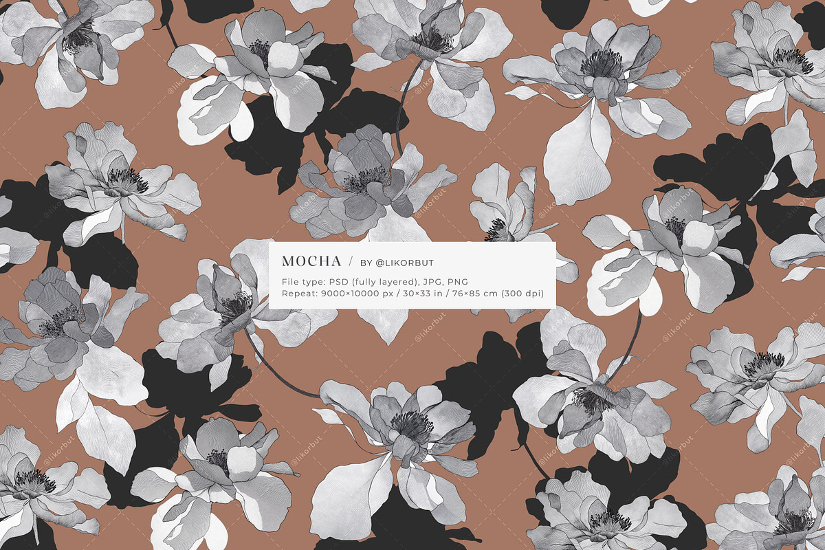Dark Academia Floral Pattern, a Pattern Graphic by likorbut (Photo 2 of 12)