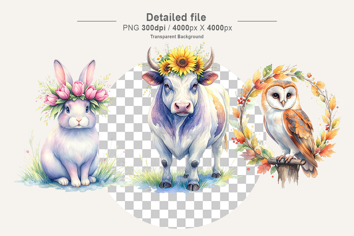 Watercolor Farm Animal PNG Bundle, an Illustration by Artnoy (Photo 3 of 8)