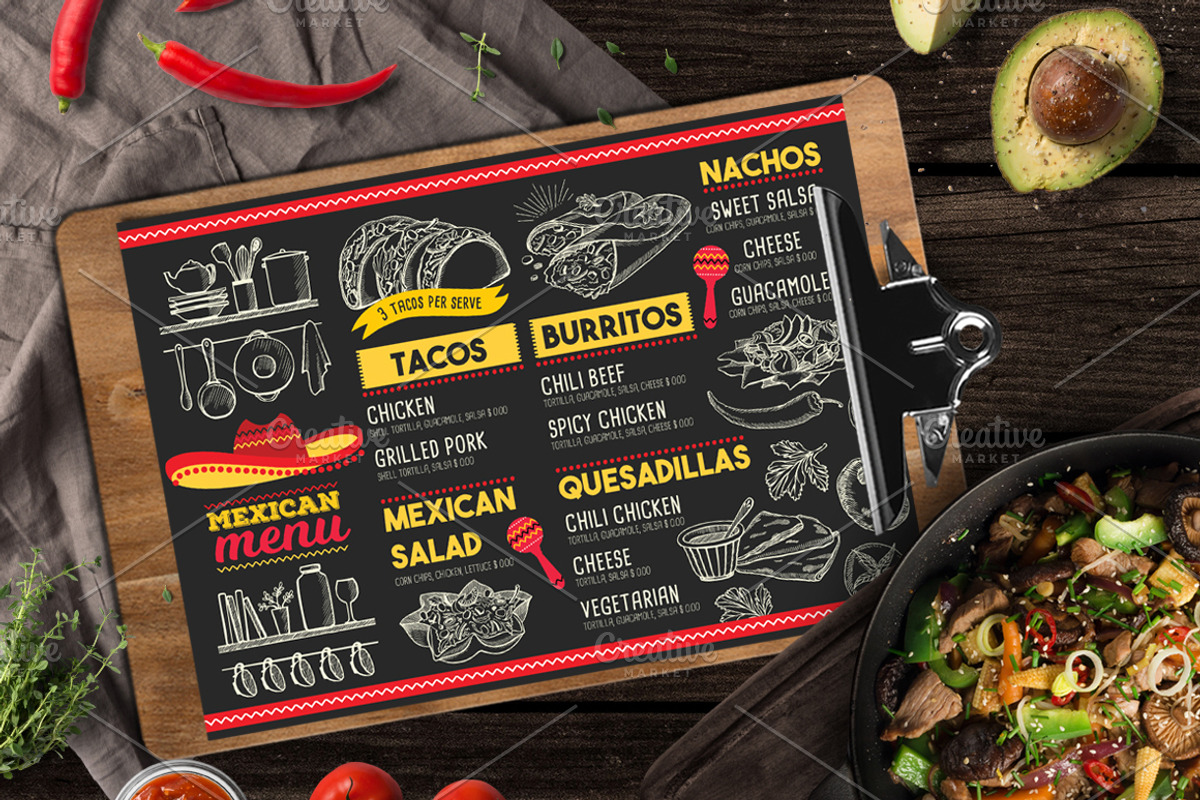 FREE! Trifold + Mexican Food Menu, a Brochure Template by BarcelonaShop (Photo 2 of 3)