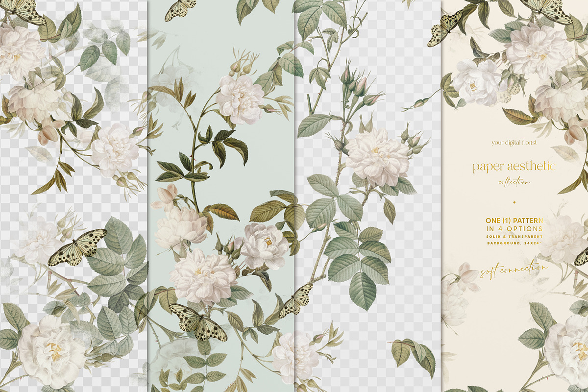 Luxury Pastel Mint Floral Pattern, a Pattern Graphic by paper aesthetic (Photo 5 of 8)
