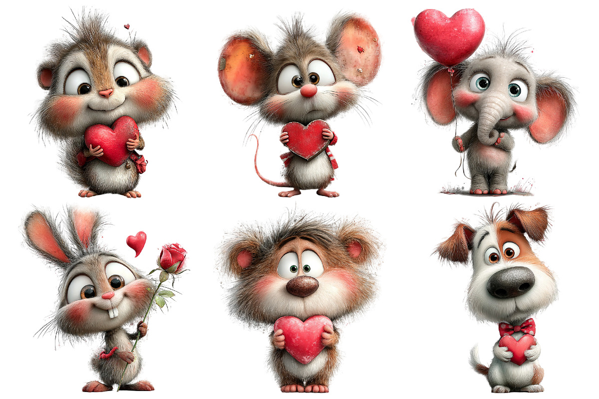 Valentine Animals Watercolor Clipart, an Illustration by Pixels.Craft (Photo 4 of 5)