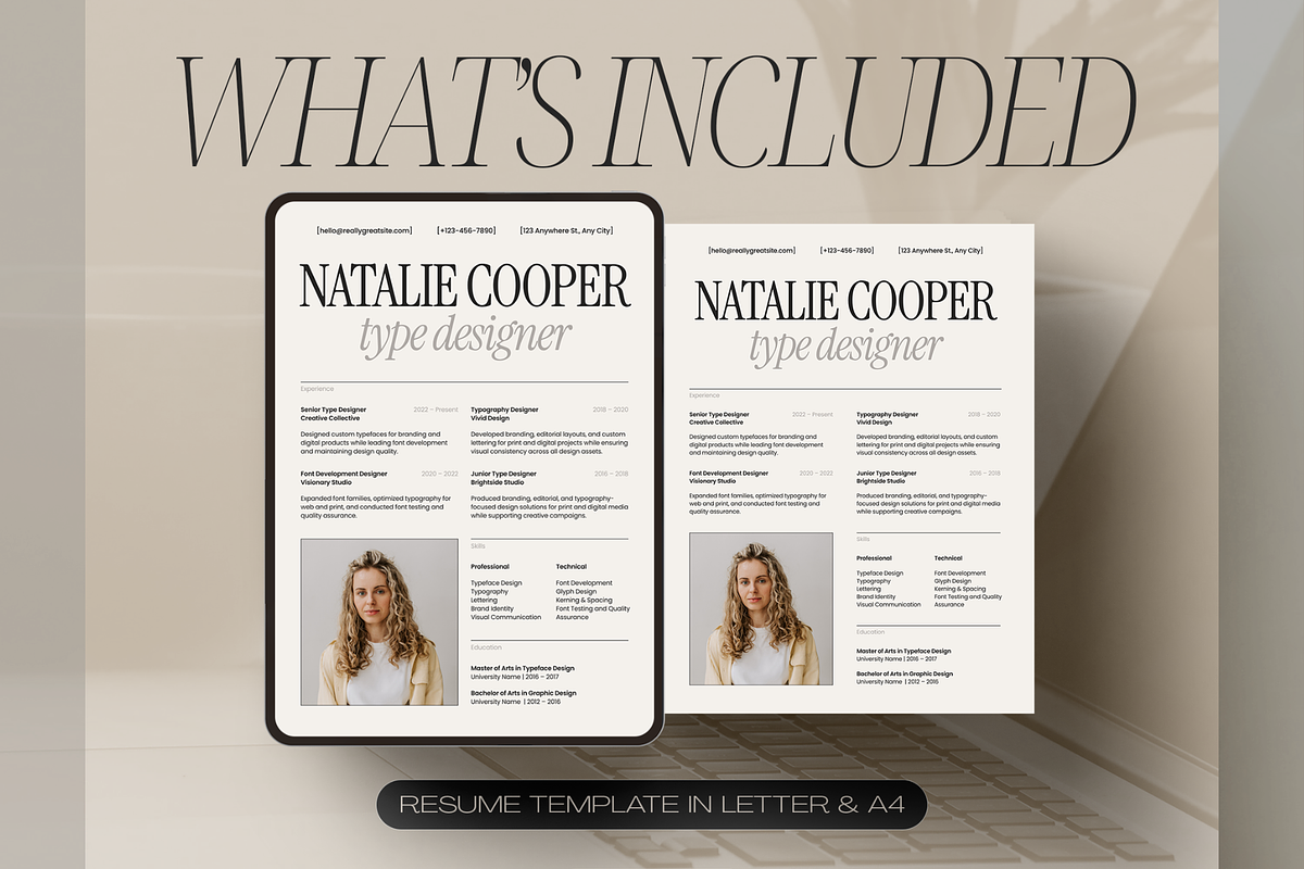 Beige Modern Minimalist CV Resume, a Resume Template by Creatif Foundry (Photo 3 of 7)