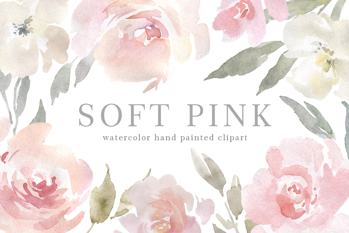 Blush Pink Watercolor Flowers PNG, an Illustration by GraphicsDish (Photo 1 of 4)