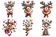 Funny valentine Reindeer Clipart, an Illustration by Daily.Designs (Thumbnail 4 of 5)