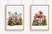 Watercolor Fence Flowers Clipart, an Illustration by Libby Wishes (Thumbnail 4 of 7)