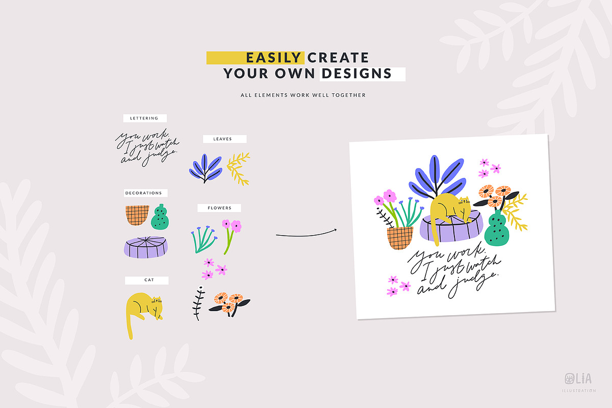 Cats and Flowers | 100% Hand drawn, an Animal Illustration by Olia (Photo 5 of 14)