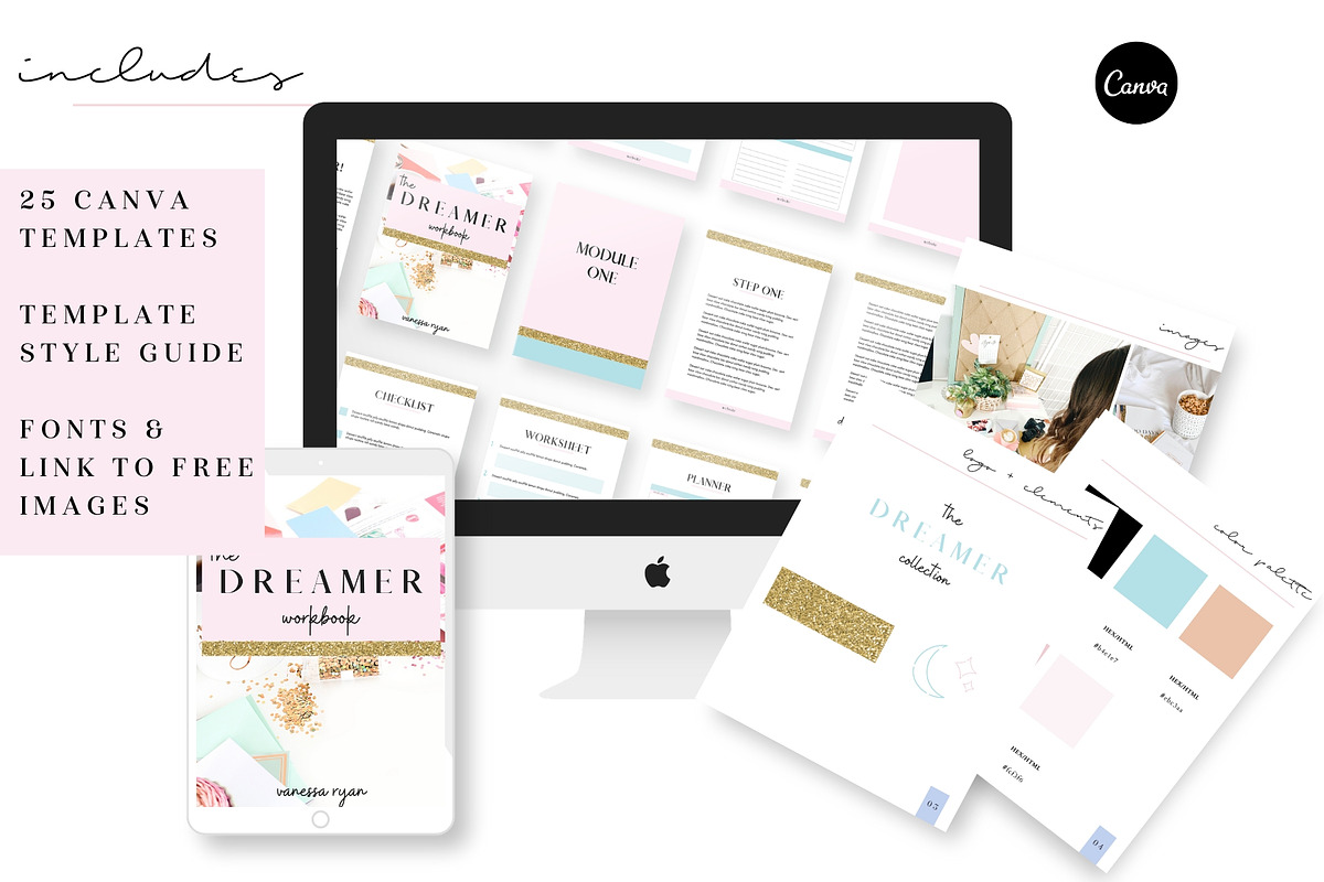 Dreamer Canva Workbook Templates Set, a Magazine Template by VanessaRyan.co (Photo 1 of 4)