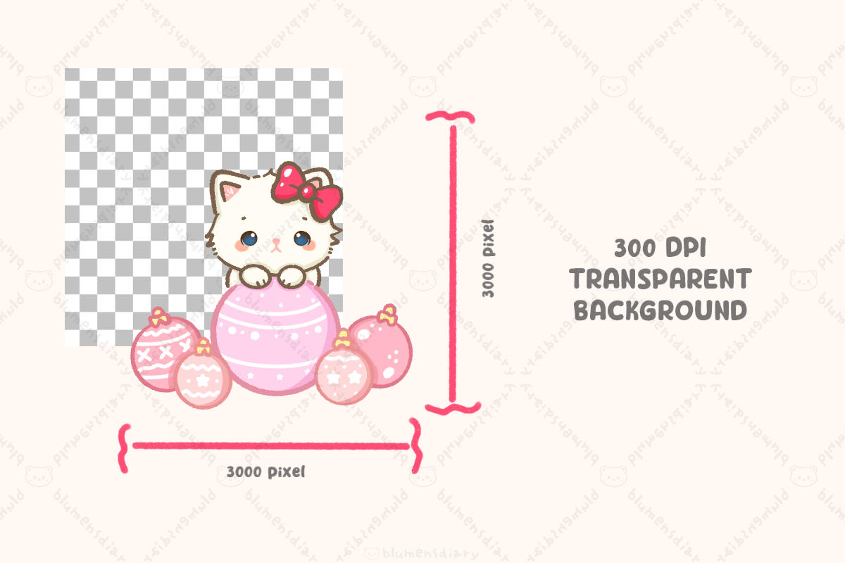 Kawaii White Cat Pink Christmas, an Animal Illustration by Blumensdiary (Photo 3 of 6)