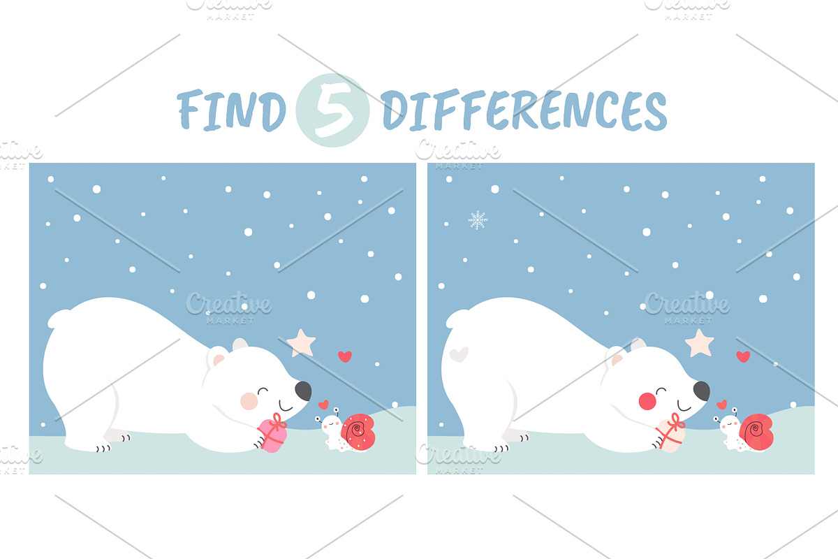 Find 5 differences children game, an Animal Illustration by Valerie Bodnar