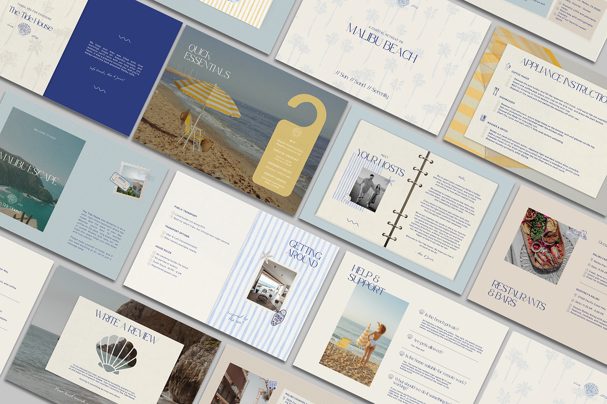 Coastal Airbnb Welcome Book Template, a Marketing Template by CanvaTemplateClubCo (Photo 1 of 10)
