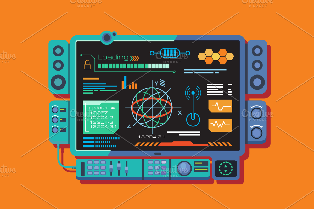Control panel with a variety of data, a Technology Illustration by Kit8.net (Photo 1 of 3)