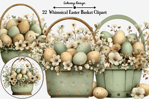 Whimsical Easter Basket Clipart, an Illustration by GatewayDesign